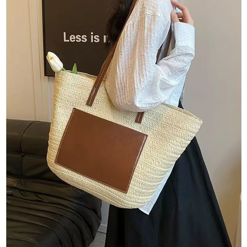 Travel Accessories - Straw hand-woven tote bag large capacity