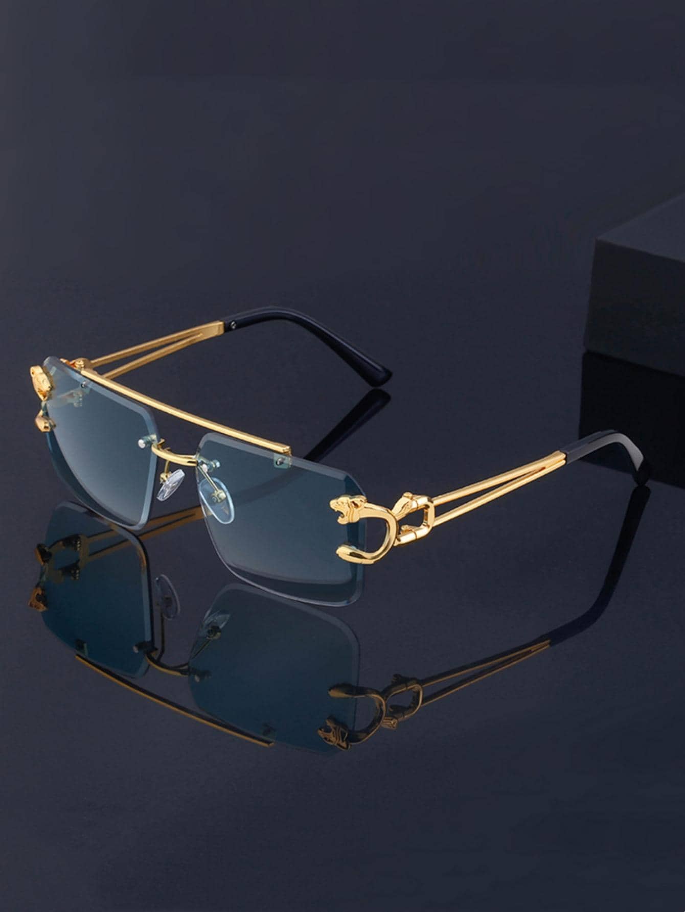 1pair Men Rimless Fashion Glas – Travel Accessories Leather recenzja i cena