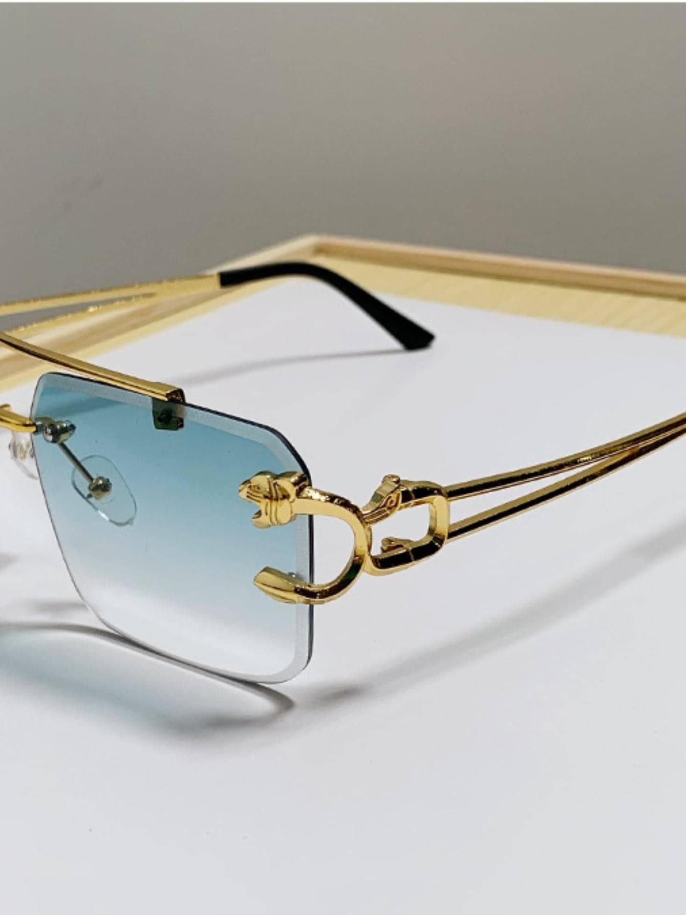 1pair Men Rimless Fashion Glas – Travel Accessories Leather recenzja i cena
