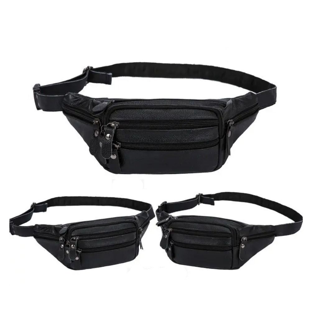 Zipper PU Leather Men's Waist  – Travel Accessories Leather recenzja i cena