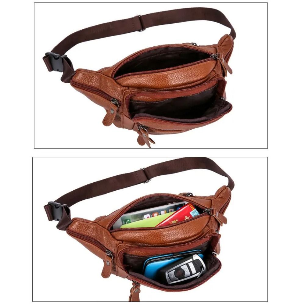 Zipper PU Leather Men's Waist  – Travel Accessories Leather recenzja i cena