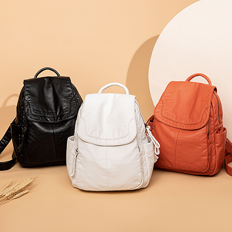 Women's Backpack White Washed  – Travel Accessories Leather recenzja i cena