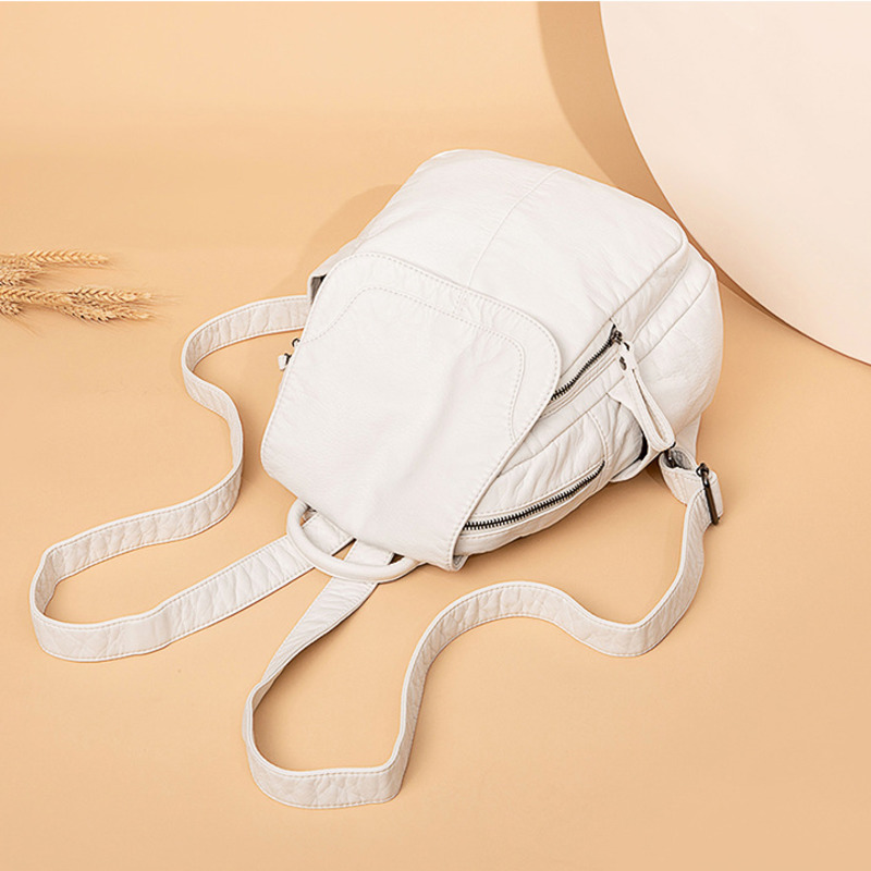Women's Backpack White Washed  – Travel Accessories Leather recenzja i cena