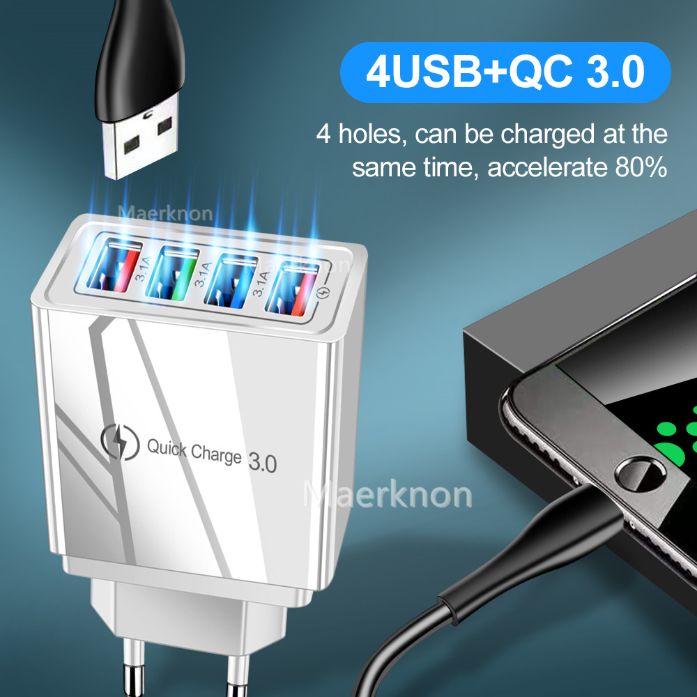 4 USB Fast Charging Head EU/US – Travel Accessories Iphone recenzja i cena