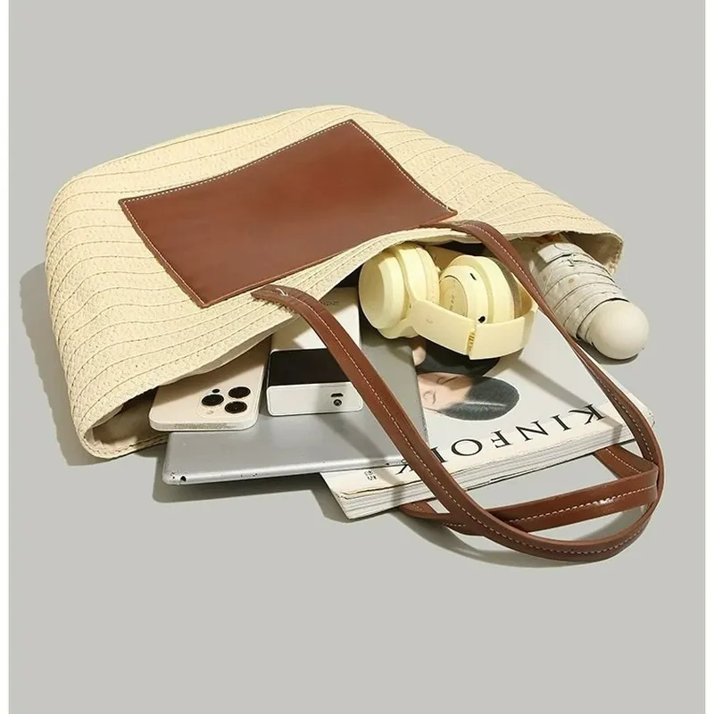 Straw hand-woven tote bag larg – Travel Accessories recenzja i cena